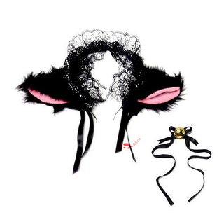 Заколка для волос с плюшевым кружевным колокольчиком и кошачьими ушками